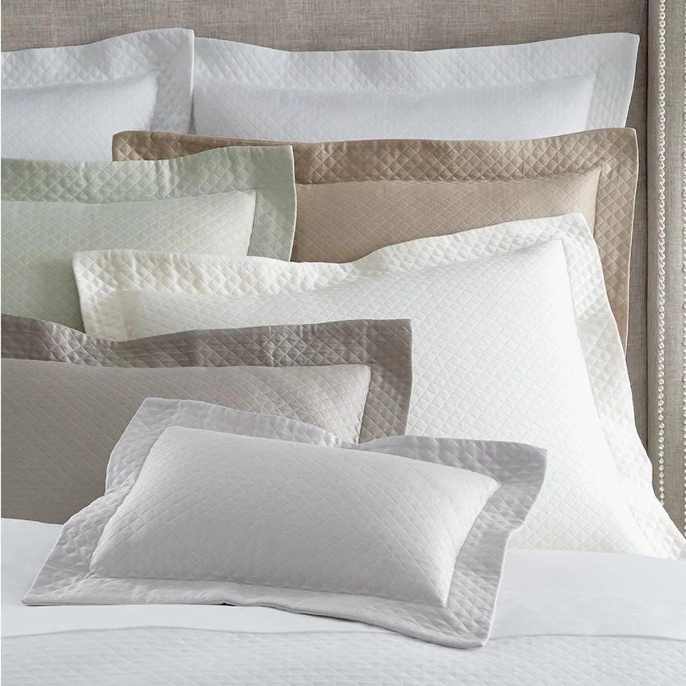 SFERRA Light Gray Quilted Pillow Shams - Set of 2
